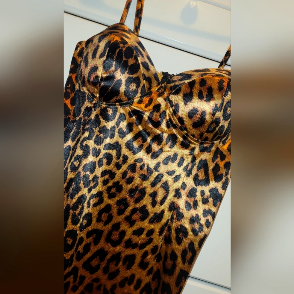 Leopard Print Bustier Cami Bodycon Dress